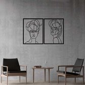 Muurdecoratie metaal| Pose | Muurdecoratie woonkamer | Mat zwart | 121 x 74 cm (B x H)