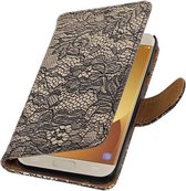 Wicked Narwal | Lace bookstyle / book case/ wallet case Hoes voor Samsung Galaxy J5 (2017) J530F Zwart