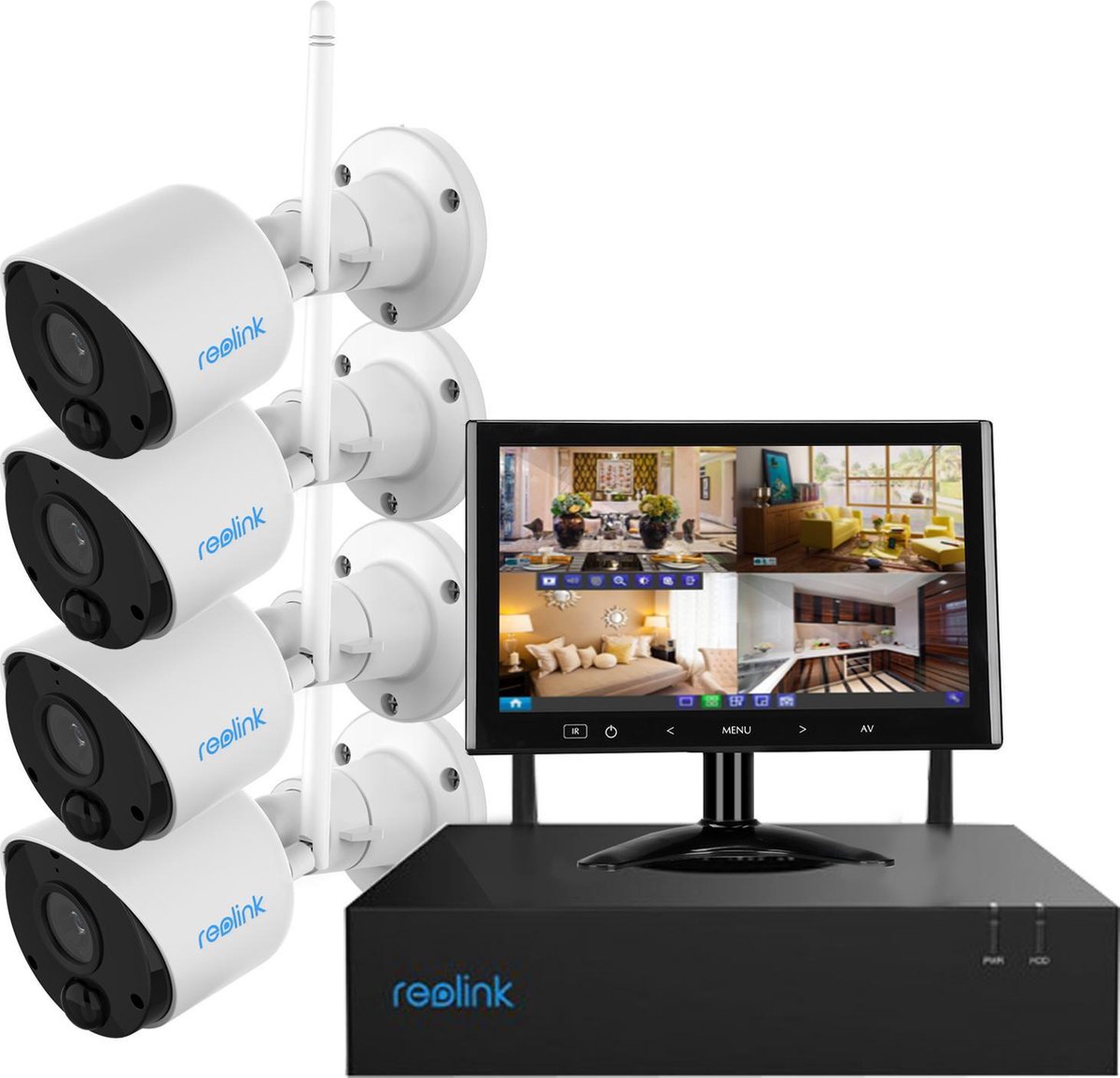Reolink RLK4211WB4SM Beveiligingscamera set met beeldscherm Draadloos Met audio