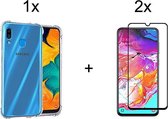 Samsung a40 hoesje shock proof case - Samsung galaxy a40 hoesje transparant hoesjes cover hoes - Full cover - 2x samsung a40 Screenprotector Screen Protector