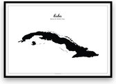 Poster: Cuba - A4 formaat - Zwartwit