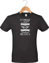 T-shirt unisex - zwart - Niemand is perfect - Auto -Motor - Bromfiets - naar keuze - maat XL