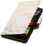 Wicked Narwal | Lace bookstyle / book case/ wallet case Hoes voor Microsoft Microsoft Lumia 640 Wit