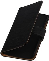 Wicked Narwal | Croco bookstyle / book case/ wallet case Hoes voor HTC Desire 526 / Plus Zwart