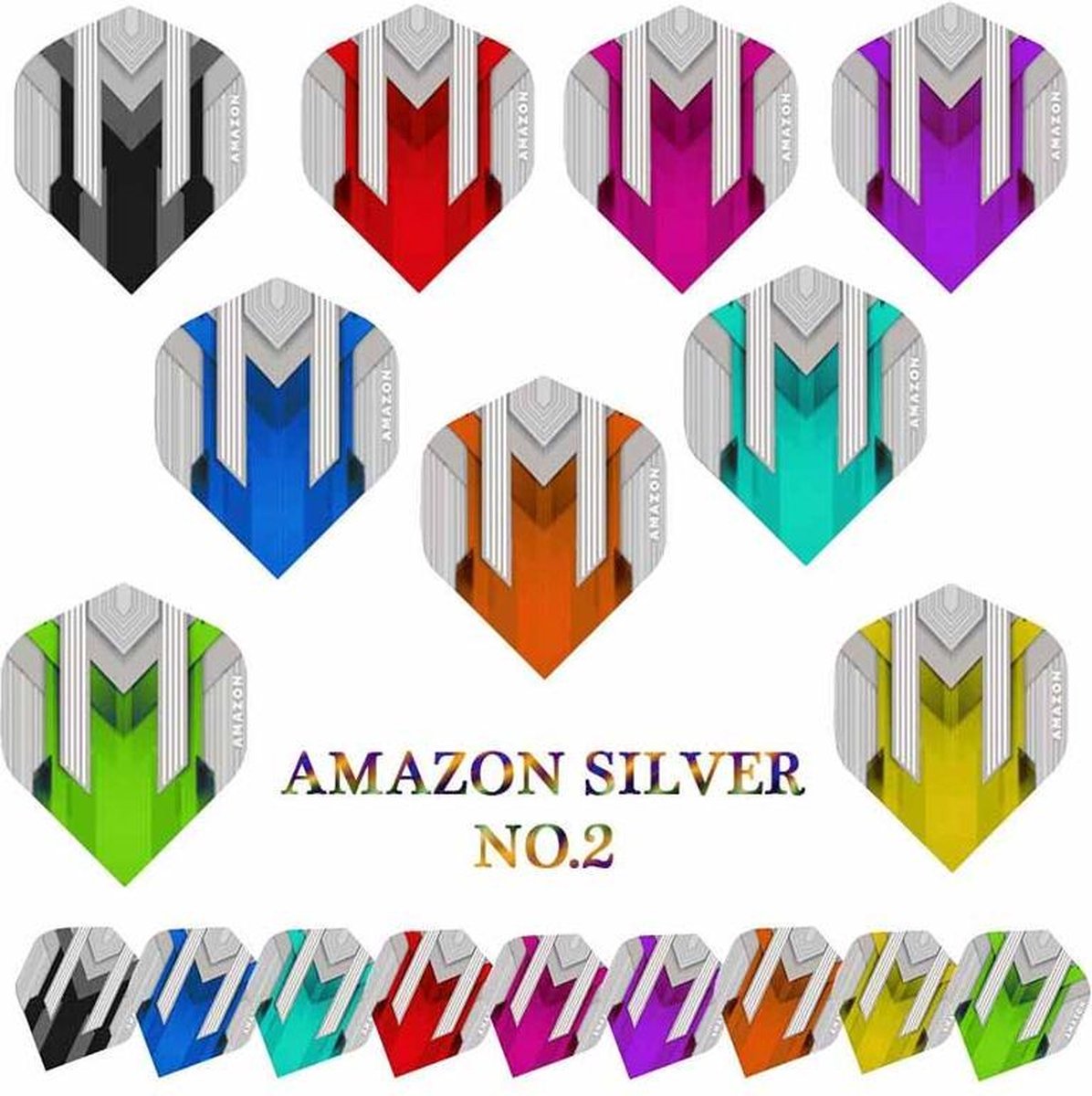 ABC Darts Flights - Amazon silver Mix - 10 sets (30 st.) Dart Flights