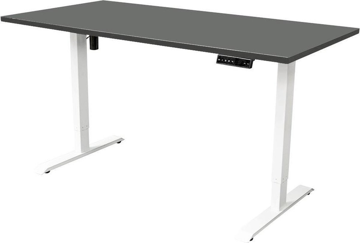 IVOL Elektrisch verstelbaar bureau 160x80 cm Single motor - Wit met Antraciet