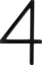 Huisnummers | Huisnummer 4 | Zwart RVS | 12,7 cm. | Weerbestendig