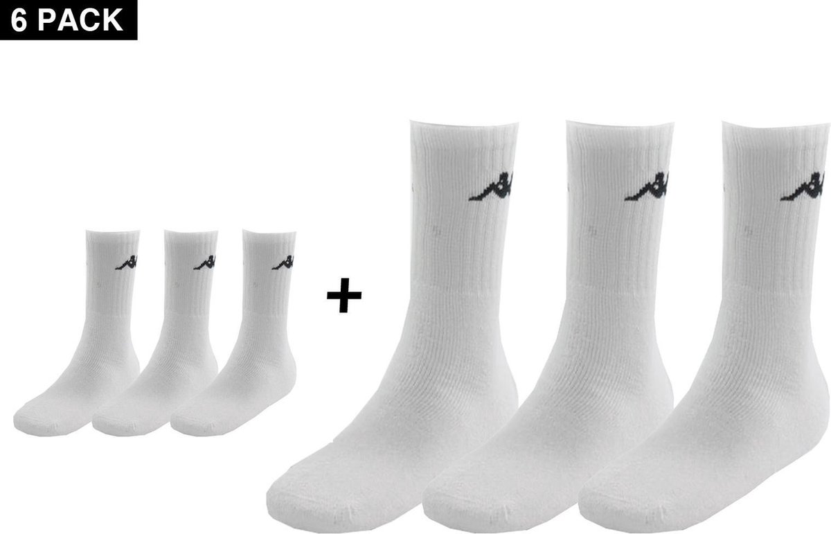 Kappa Trisper Tennis Sock 6 pack 6-Pack Sokken 39 42 Wit