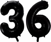 Folieballon 36 jaar zwart 86cm