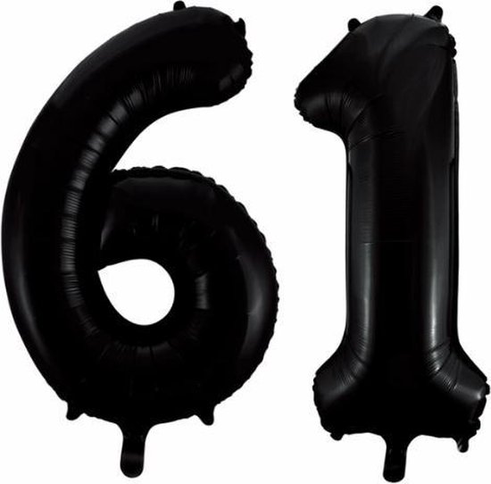 Folieballon 61 jaar zwart 86cm