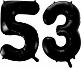 Folieballon 53 jaar zwart 86cm