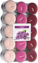 120x stuks Waxinelichtjes/theelichten lilac geurkaarsen 4 branduren - Woon accessoires kaarsen