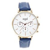 Regal horloge met een blauwe leren band