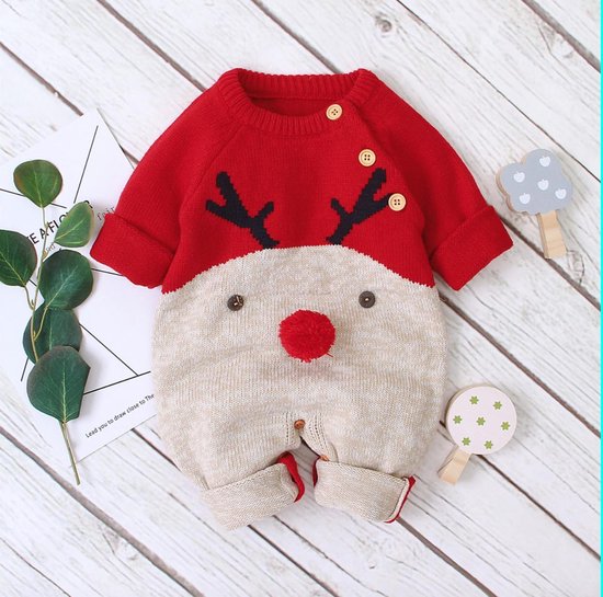te veel eenzaam herwinnen Kerst kleding baby - kerstkleding - newborn Christmas outfit - Rudolph rood  | bol.com