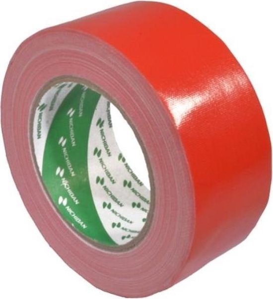 Rode Nichiban 1200 ducttape rol van 50mm/25m, originele Gaffa tape.