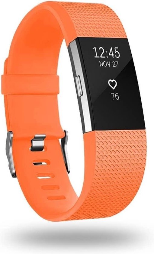 Strap-it® Fitbit Charge 2 siliconen bandje - oranje - Afmetingen: Maat L |  bol.com