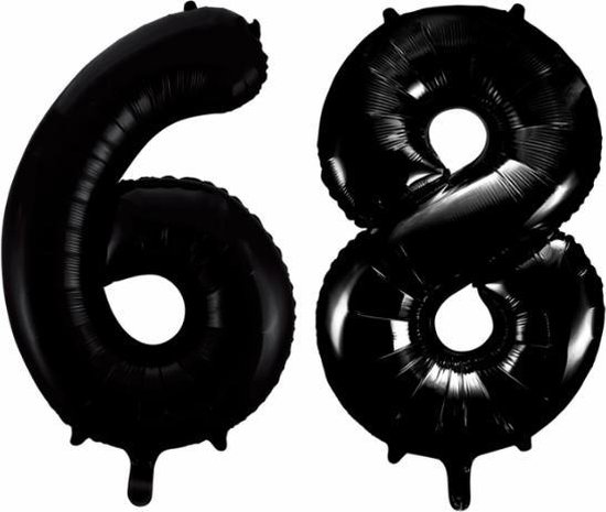 Folieballon 68 jaar zwart 86cm