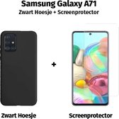 Samsung Galaxy A71 Zwart Siliconen TPU Hoesje + Screenprotector / Gehard Glas