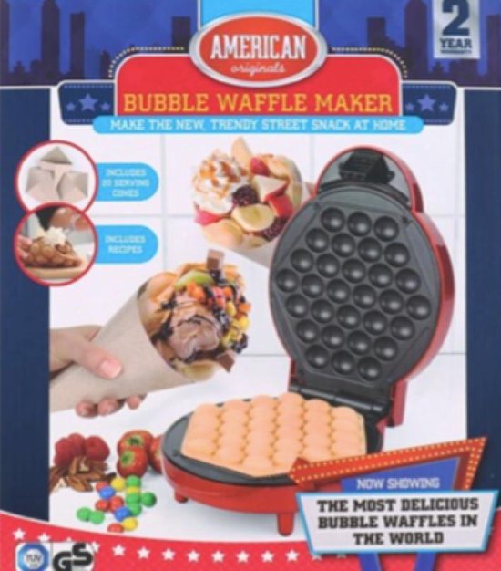 Bubble waffle maker Wafelijzer - Bubble wafelijzer - Bubbel waffel maker - American - Premium quality 1000WATT - American Originals