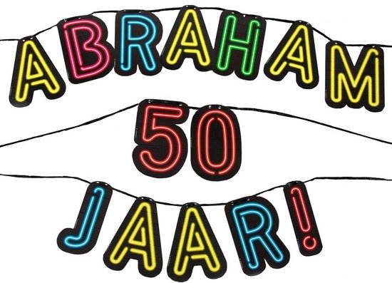 Slinger Abraham 50 jaar Neon + Button Abraham 50 jaar | bol.com