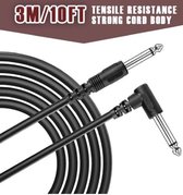 Audiokabel -  Zwart/wit Gitaarkabel - Amplifier Cable - Black Guitar Cable - Recht en Haaks - 3 Meter - Doorsnee 6,35 mm - Elektrische Viool kabel - Elektrische Piano kabel -  Elek