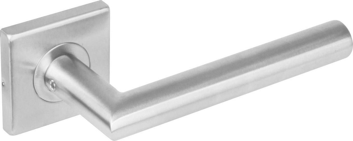 Intersteel Deurkruk Hoek 90° op vierkant rozet rvs geborsteld
