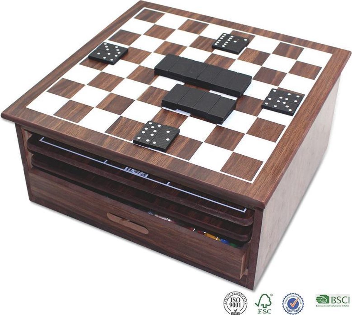 Luxe Houten Spellendoos - 10 Bordspellen in 1 - Cadeau tip — cadeau in Spellen & Speelgoed - foto 3