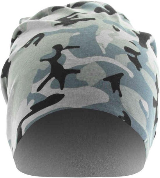 MSTRDS - Printed Jersey Beanie grey camo/charcoal one size Beanie Muts - Camouflage - Grijs