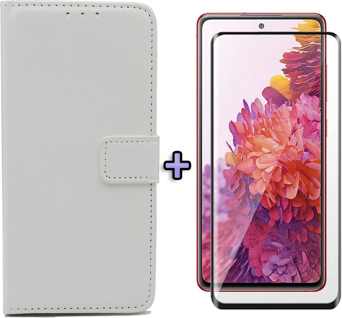 HB Hoesje Geschikt voor Samsung Galaxy S20 FE Wit - Portemonnee Book Case - Kaarthouder & Magneetlipje & Volledige Display Screenprotector
