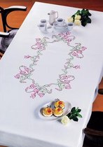 Voorbedrukt tafelkleed bloemen van Permin 58-7601R excl garen om te borduren