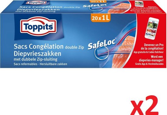 Toppits Diepvrieszakken Hersluitbaar Easy Open 1 Liter Zak X Stuks 2 Rollen Bol Com