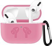 Case Cover Voor Apple Airpods Pro - Roze - Siliconen - Met Musketon Haakje - Watchbands-shop.nl