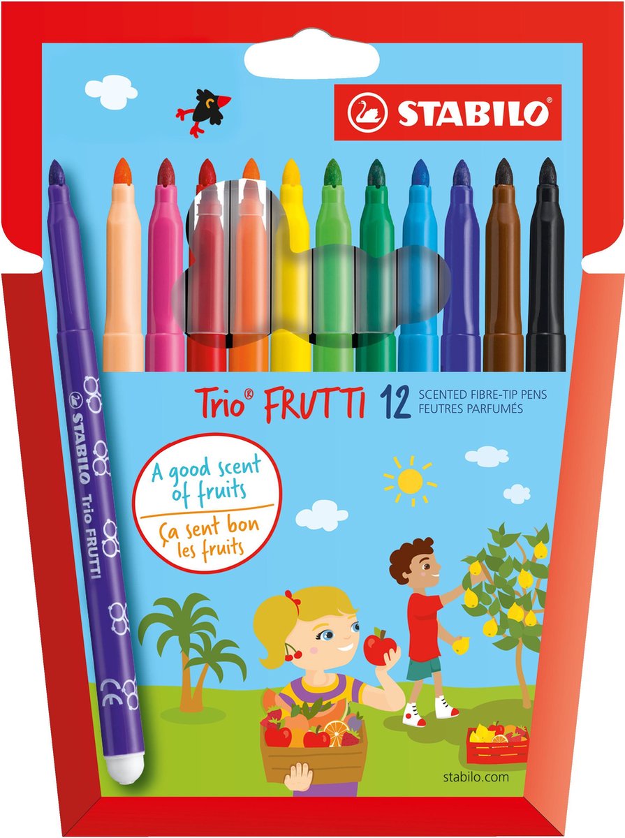 STABILO Trio FRUTTI - Viltstift - Iedere Stift Een Eigen Geur - Etui Met 12 Kleuren