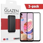 2-pack BMAX geschikt voor de Glazen Screenprotector LG K51s Full Cover Glas / Met volledige dekking / Beschermglas / Tempered Glass / Glasplaatje / Beschermhoesje / Telefoonhoesje / Hard case / Telefoonbescherming