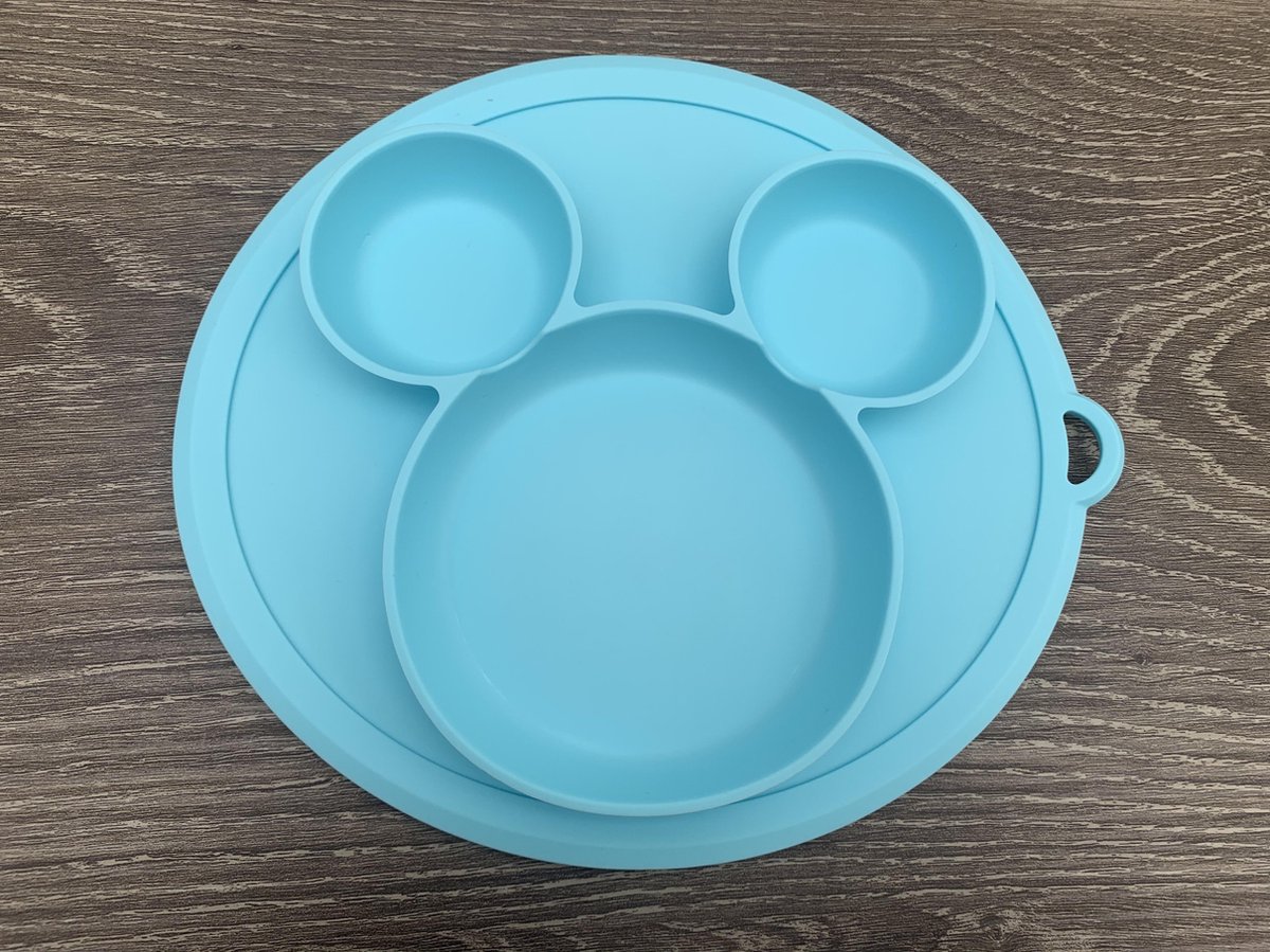 Goedkoopste Baby / kind siliconen bord dus glijd niet weg Mickey mouse blauw