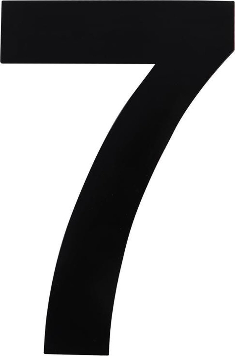JDBOS ® Huisnummer zwart – Nr. 7 - RVS – 15 cm