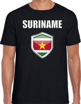 Suriname landen supporter t-shirt met Surinaamse vlag schild zwart heren M