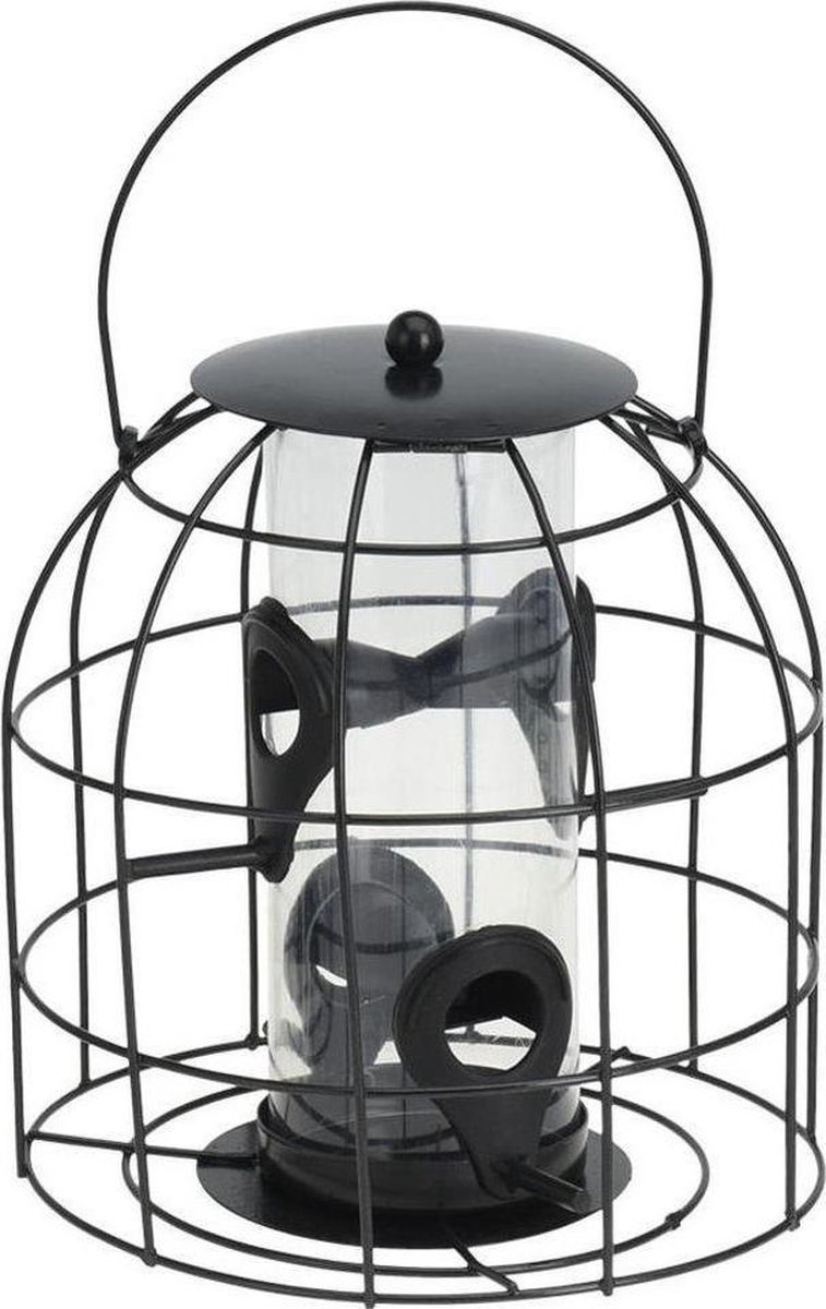 1x Tuinvogels hangende voeder silo/kooi 18 cm - Voor mussen/mezen kleine vogeltjes - Winter vogelvoe