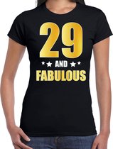 29 and fabulous verjaardag cadeau t-shirt / shirt - zwart - gouden en witte letters - voor dames - 29 jaar verjaardag kado shirt / outfit M