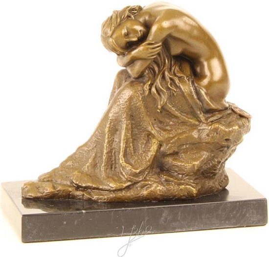 Beeld brons - "Kneeling Beauty" - Schoonheid - 15 cm hoog