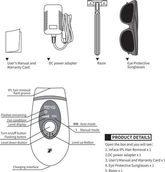 Bol Com Inface Ipl Permanente Epilator Laser Ontharing Elektrische Pijnloos 900000 Flash