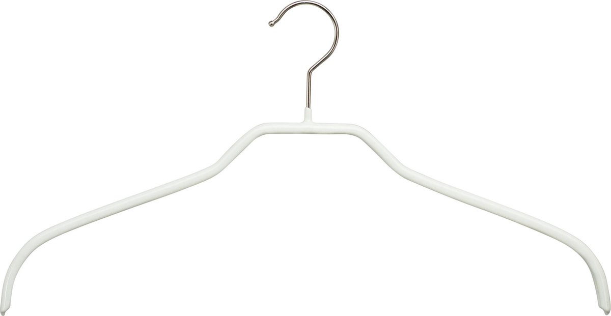 [Set van 5] MAWA 41F - dunne ruimtebesparende ' ECO & SKIN friendly' metalen kledinghangers met speciale witte anti-slip coating voor o.a. blouses, jurkjes en shirts