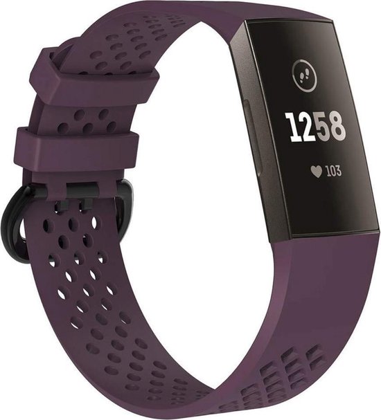 watchbands-shop.nl Siliconen bandje - Fitbit Charge 3 - Paars - Small