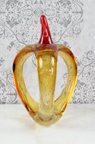 Decoratief Beeld - Murano Style Glazen Van Een - Glas - Wexdeco - Geel En Rood - 19.5 X 19.5 Cm