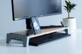 Monitorstandaard Met USB Aansluiting – 4 USB Hub – Houten Bureau-organizer – Met Oplaad Mogelijkheden – Ergonomische Zithouding