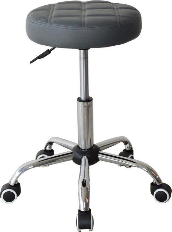 Bureaustoel kruk - werkkruk - - verrijdbaar - hoogte instelbaar - grijs | bol.com