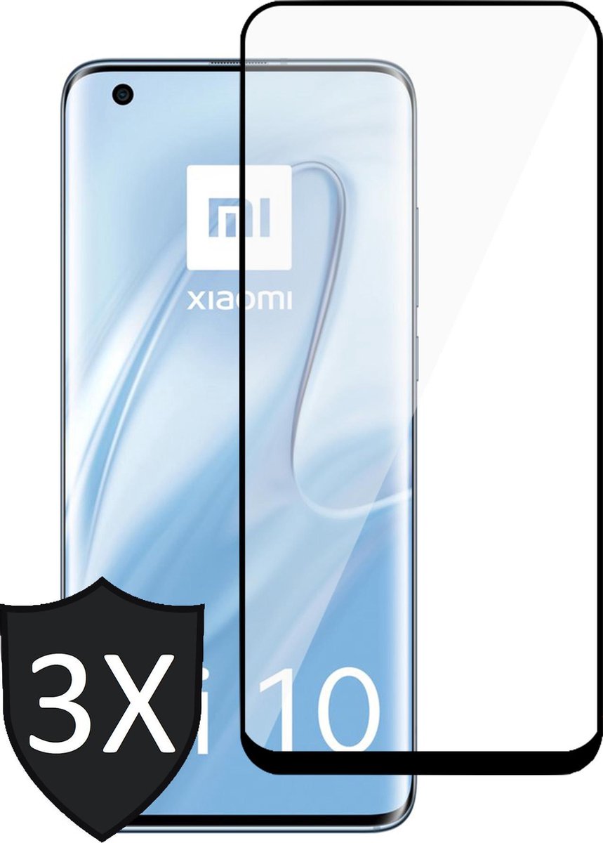 Screenprotector geschikt voor Xiaomi Mi 10 - 3x Glas Screen Protector Full Screen