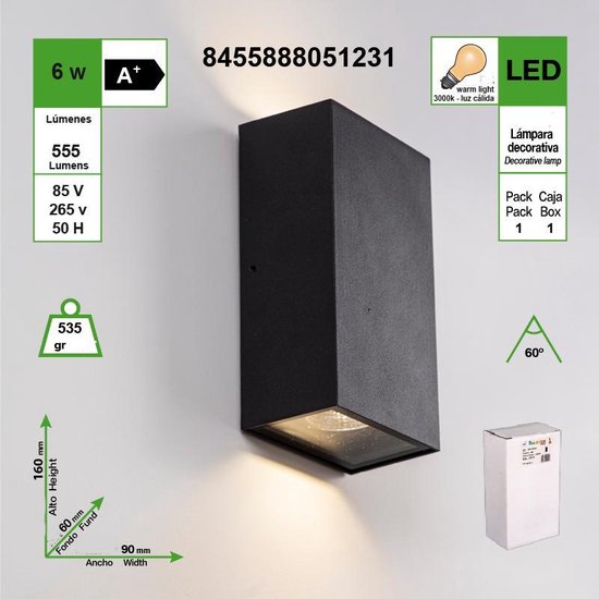 Moderne led-wandlamp, waterdicht, 6 W, 3000K voor buiten. | bol.com