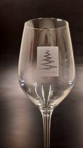 WIJNGLAS MET WITTE GRAVURE | KERSTBOOM + MERRY CHRISTMAS | 35CL