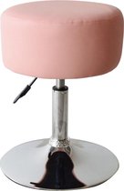 Krukje retro vintage industrieel - kaptafel kruk stoel -  hoogte verstelbaar tot 65 cm - roze